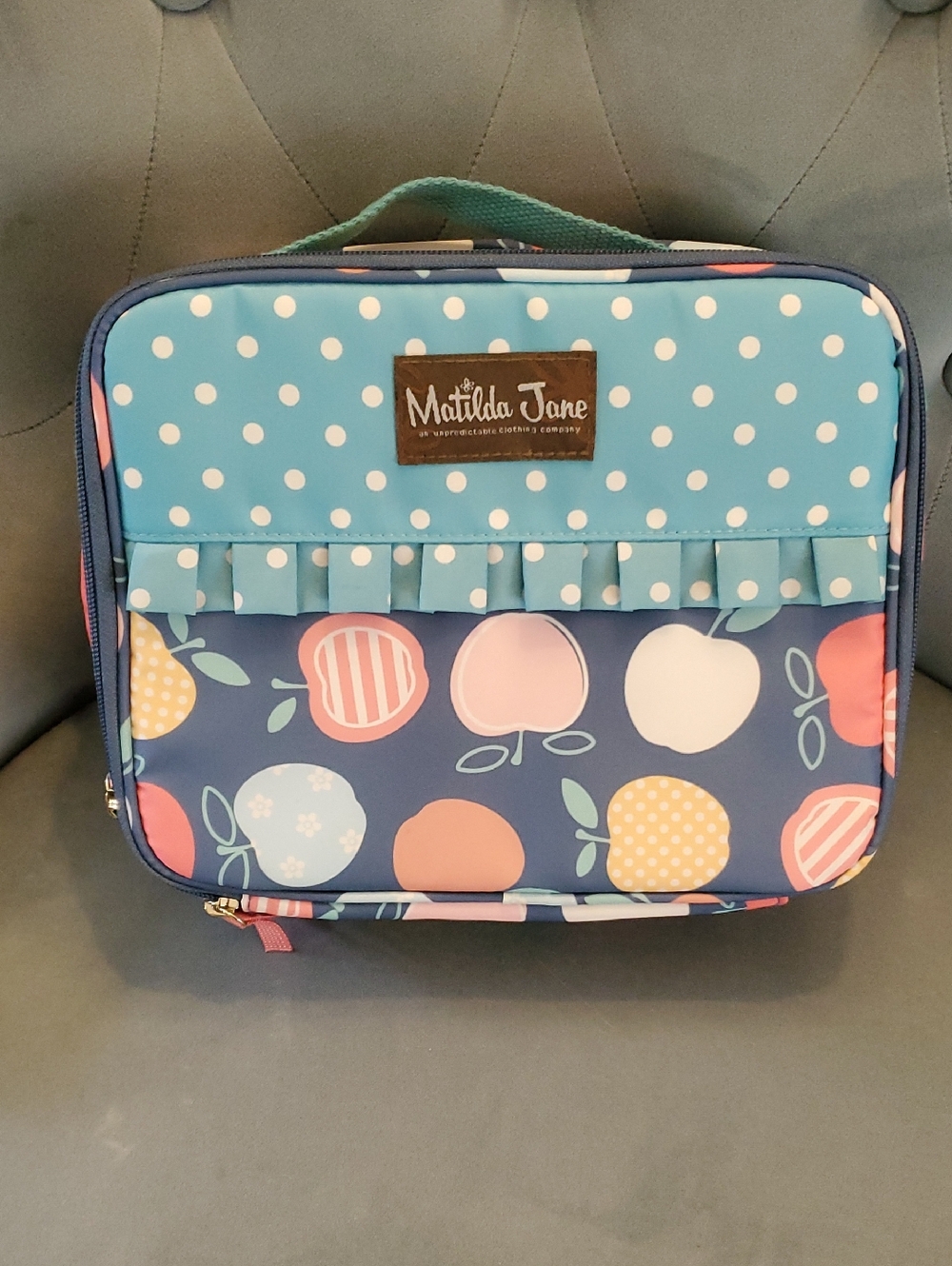 Matilda Jane Navy & Teal Polka Dot Fruit Lunch Bag